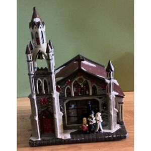 2003 Holiday Expression Hand-Painted Porcelain Light Church, 3D Window, No Light